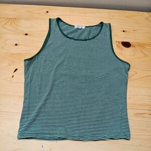 Green and White Striped Tank Top